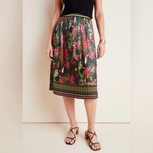 Farm Rio Anthropologie Bosque Pleated Midi Skirt-NWOT